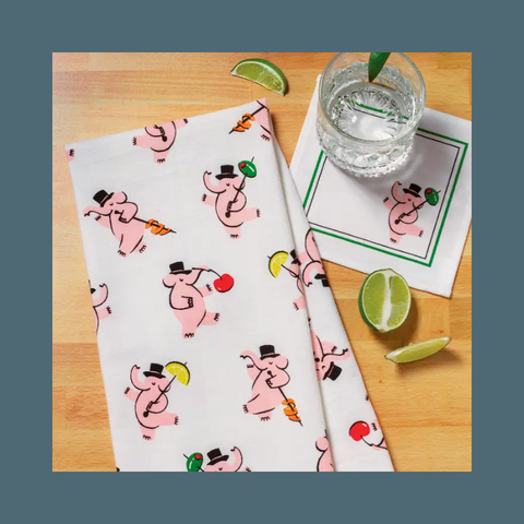 Pink Elephants Cocktail Napkin Set