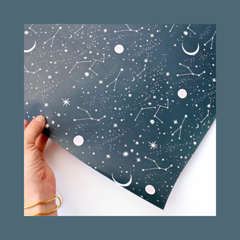 Moon And Stars Wrapping Paper Sheet