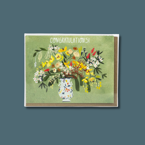 Green Floral Congratulations Card