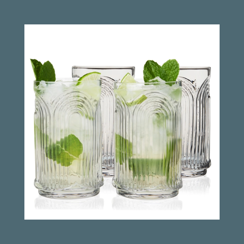 Art Deco Crystal Highball Glass