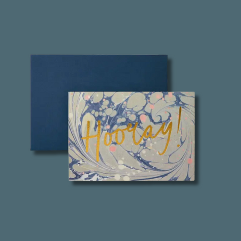 Blue Marble Gold Foil Hooray Congrats Card