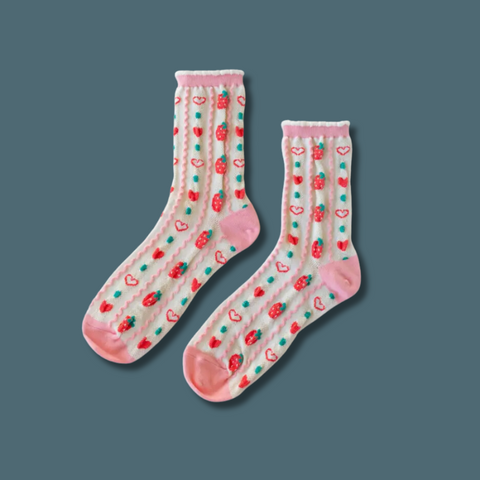 Retro Strawberry Casual Socks