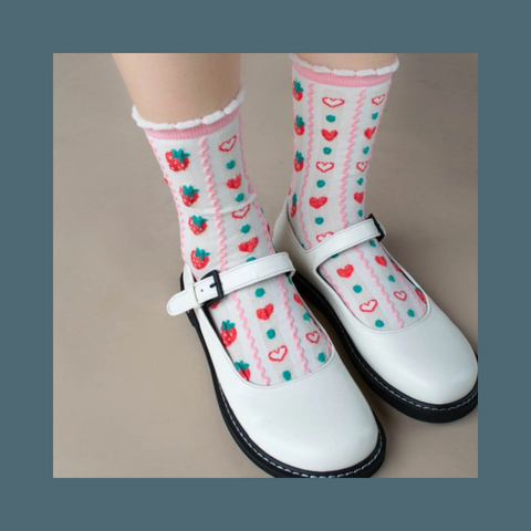 Retro Strawberry Casual Socks