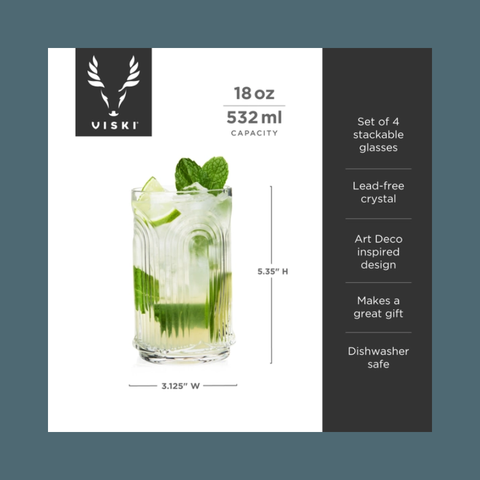 Art Deco Crystal Highball Glass