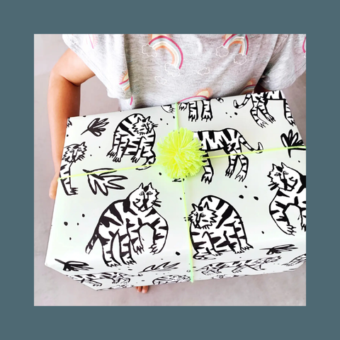 Mint Tiger Wrapping Paper Sheet