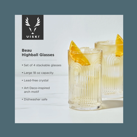 Art Deco Crystal Highball Glass