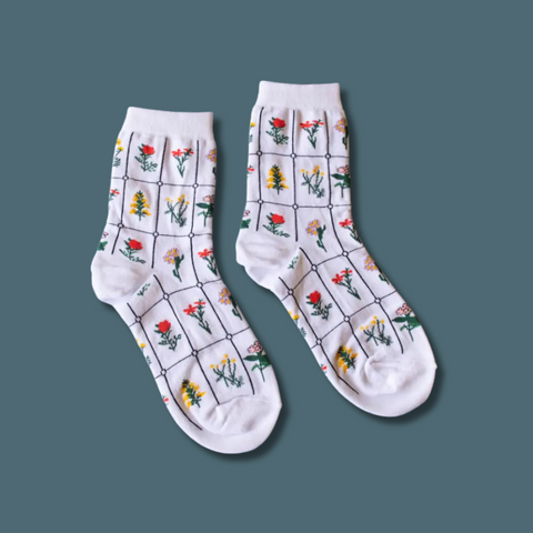 Botanical Grid Casual Socks