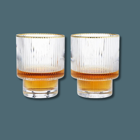 Deco Meridian Gold-Rimmed Crystal Tumblers Set