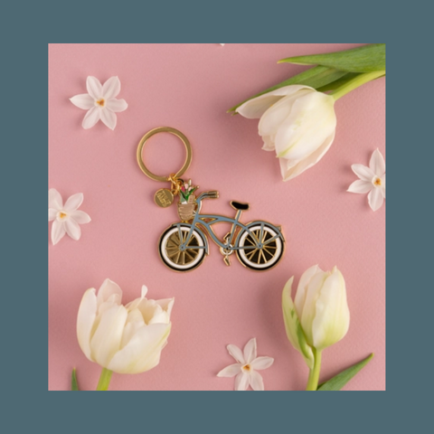 Bicycle Gold Metal Keychain