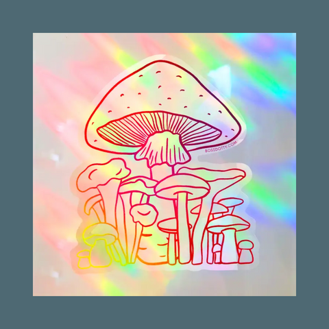 Mushroom Rainbow Suncatcher Sticker