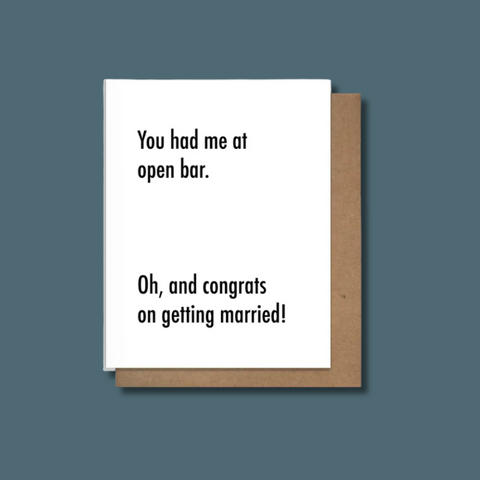 Open Bar Wedding Card