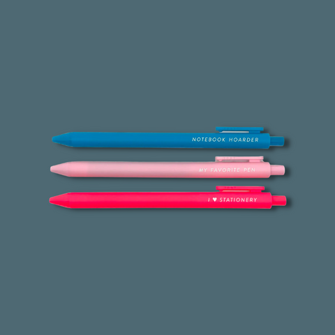 Blue and pink pens