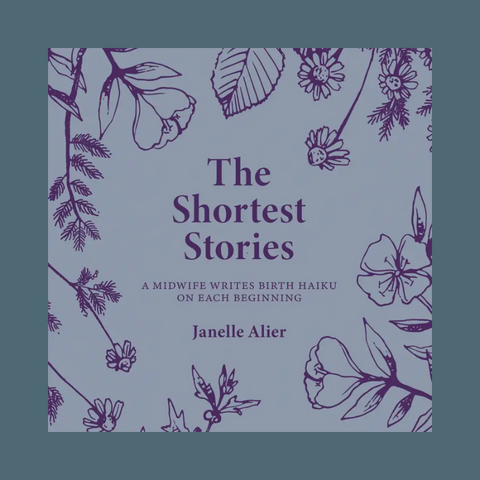 Book cover of 'The Shortest Stories' with floral illustrations on a blue background