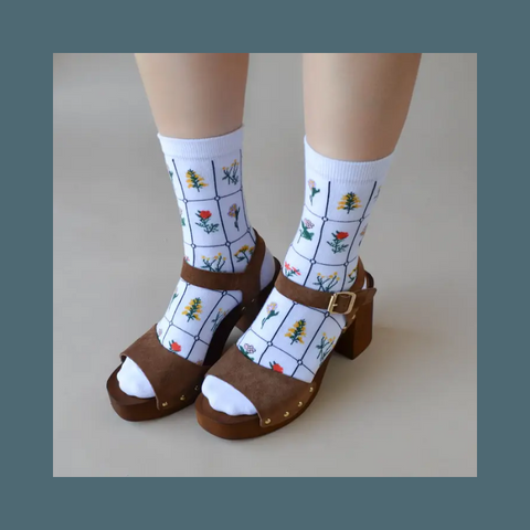 Botanical Grid Casual Socks