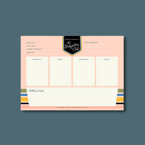 Pink pad with multicolored stripes and a black tab