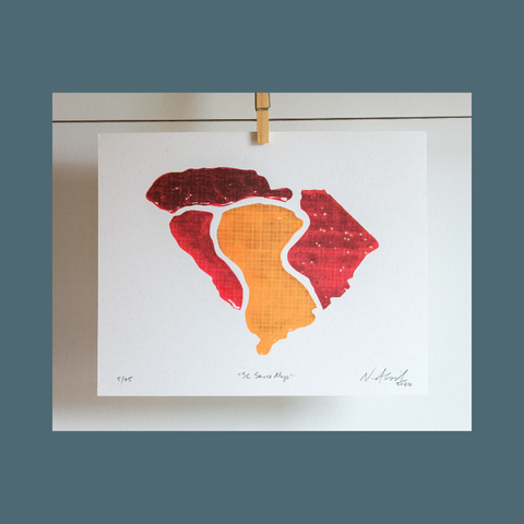 SC BBQ Sauce Map Limited Edition Art Print