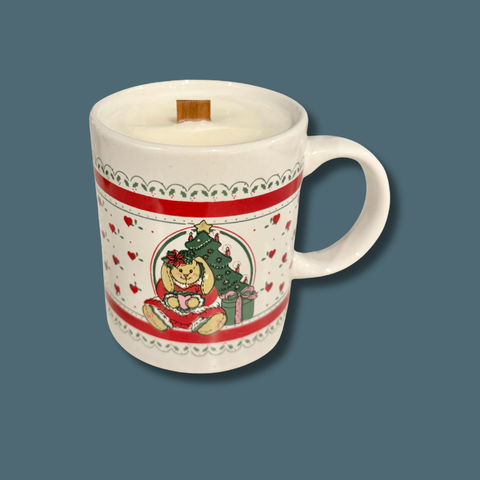 Vintage Bunny Christmas Mug Candle