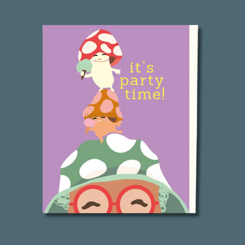 Two mushrooms with ice cream on a hat
