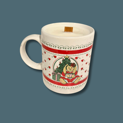 Vintage Bunny Christmas Mug Candle