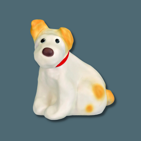White dog with tan spots