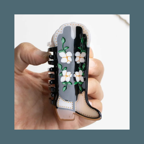 Eco Magnolia Blossoms Cowboy Boot Hair Claw