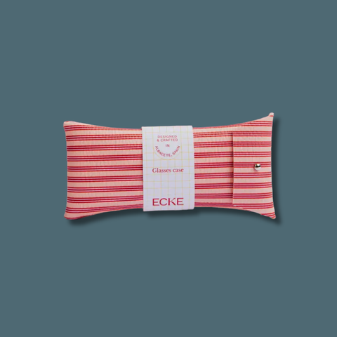 Coral Red Stripes Sunglasses Case 