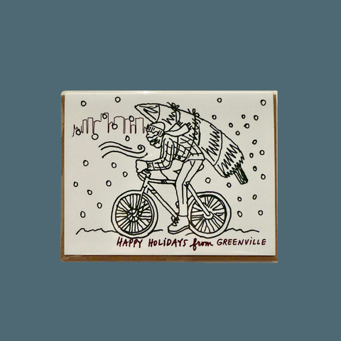 Winter Biking In Greenville Holiday Card