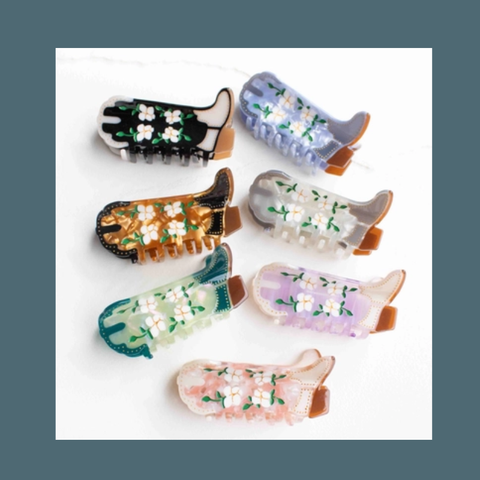 Eco Magnolia Blossoms Cowboy Boot Hair Claw