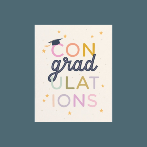 Multicolor writing with grad cap on