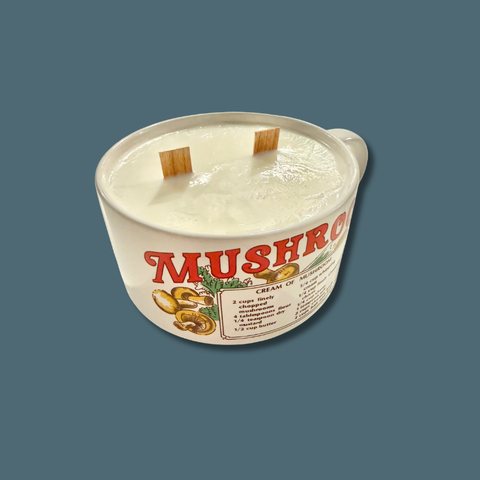 Vintage Mushroom Soup Cup Candle
