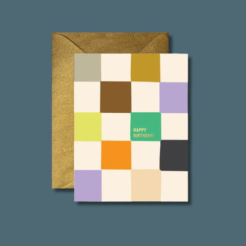 Multicolor Checkerboard Birthday Card