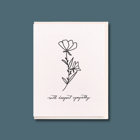 Line-drawn flower above text