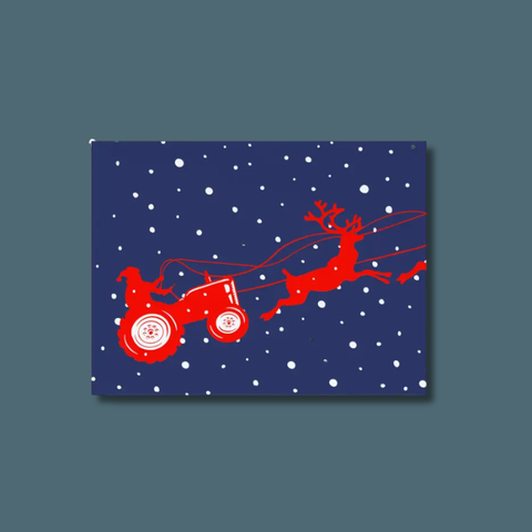Santa Tractor Sleigh Card
