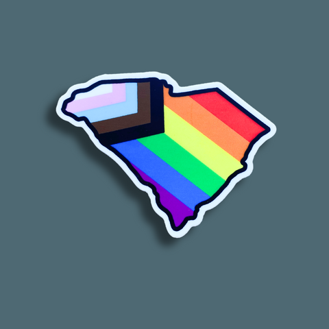 Progress Pride flag across the state of SC