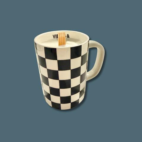 Vintage Checkerboard Mug Candle