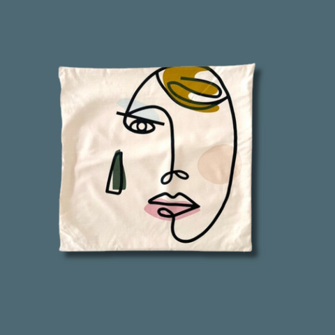 Theatrical Face Cotton Throw Pillow