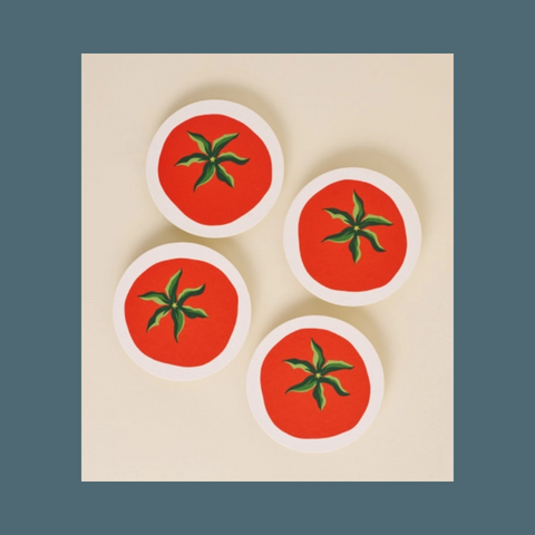 Four Tomato Chipboard Coasters