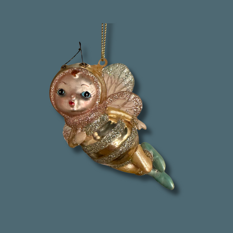 Pink Bee Baby Blown Glass Ornament