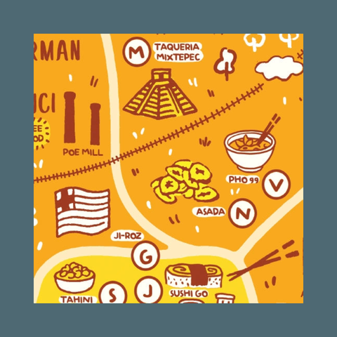 Greenville Off The Grid International Restaurant Print Map