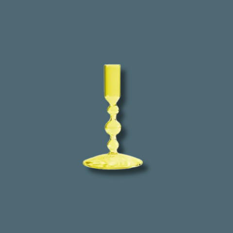 Yellow Short Glass Candlestick Holder
