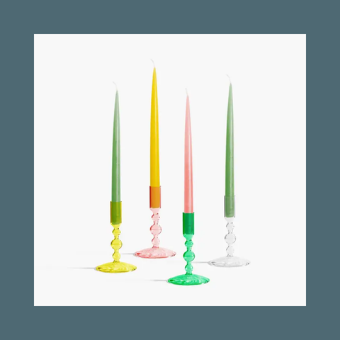 Yellow Short Glass Candlestick Holder
