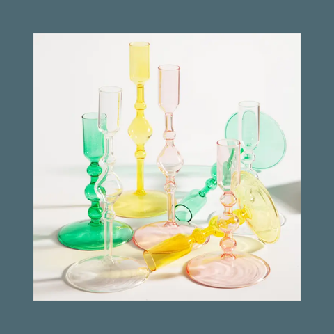 Clear Tall Glass Candlestick Holder