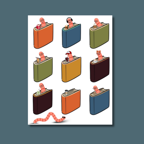 Bookworms and Coffee Greeting Card
