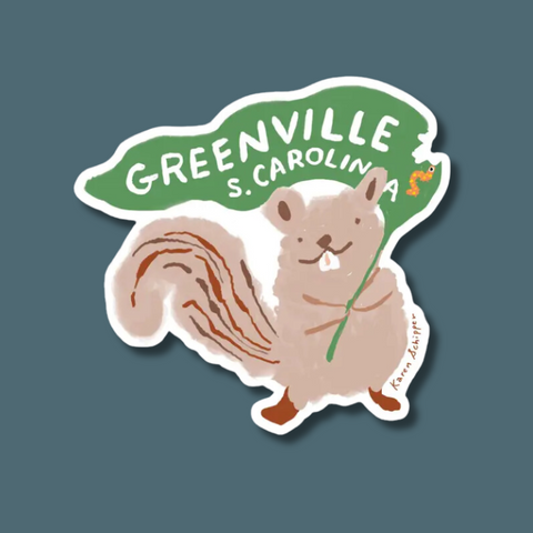 Greenville SC Squirrel Vinyl Sticker