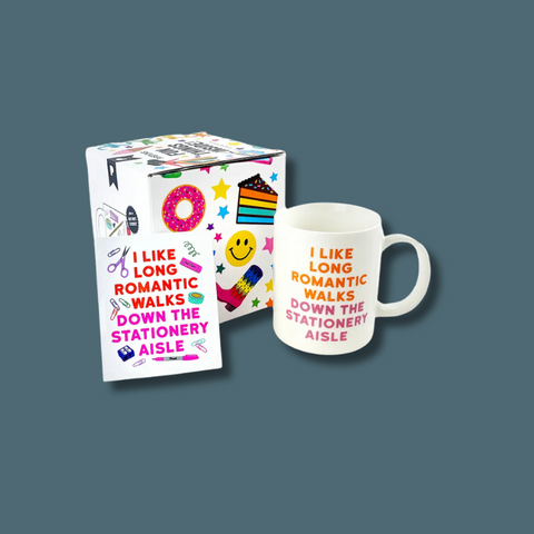 Mug, box, and card