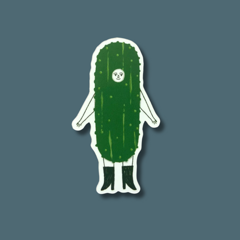Girl inside a pickle outfit