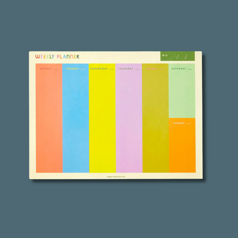Weekly planner where every day is a different color column