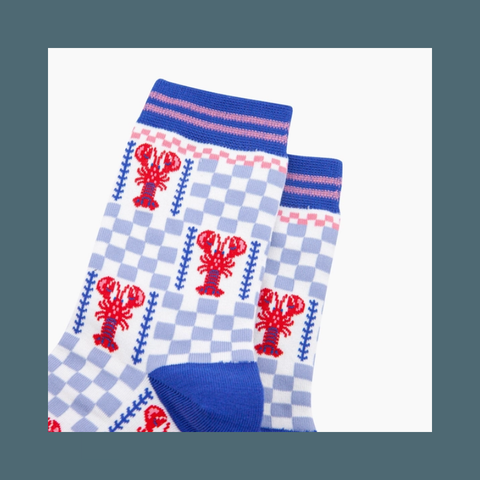 Lobster Checkerboard Bamboo Socks