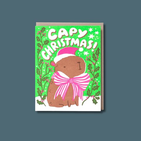 Capybara Christmas Letterpress Card