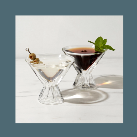 Double Walled Stemless Martini Glasses Set